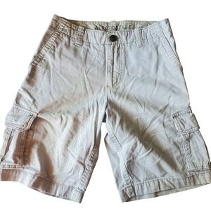 Aeropostale 100% Cotton Cargo Shorts Flat Front Light Khaki Beige EUC SZ:28